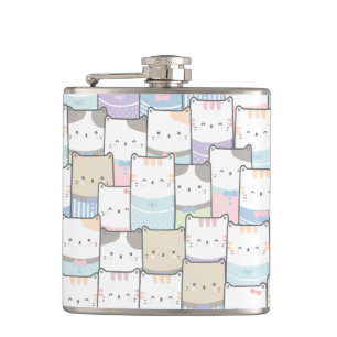 Petaca Patrón de caras de gatito de Doodle