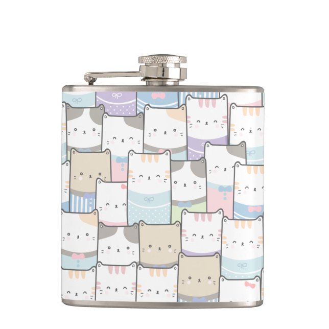 Petaca Patrón de caras de gatito de Doodle (Anverso)
