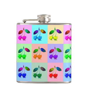 Petaca Patrón de cerezas de arte pop