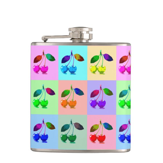 Petaca Patrón de cerezas de arte pop (Anverso)