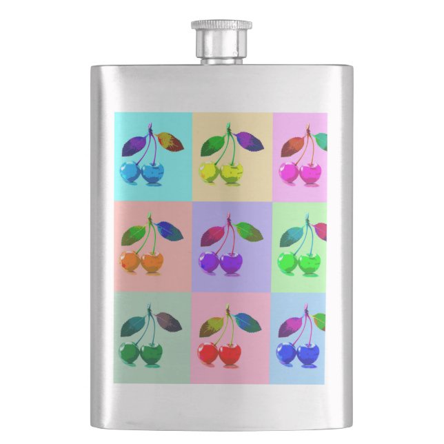 Petaca Patrón de cerezas de arte pop (Anverso)