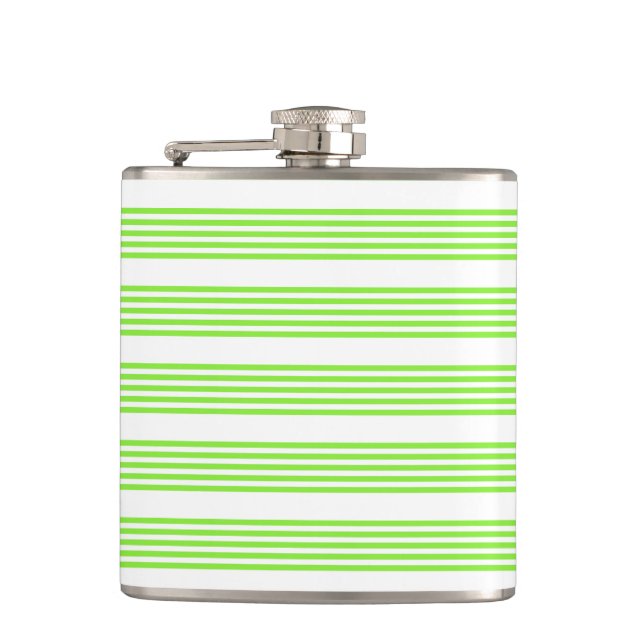 Petaca Patrón de cinco rayas blanco y verde limón (Anverso)