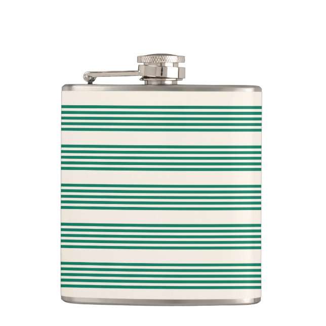 Petaca Patrón de cinco rayas verde y beige de los bosques (Anverso)