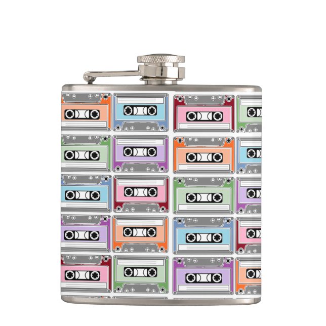 Petaca Patrón de cintas de casete Pastel Retro (Anverso)