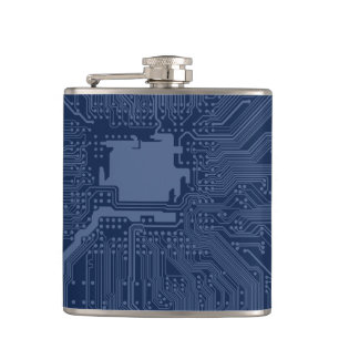 Petaca Patrón de circuito de la tarjeta madre azul geek