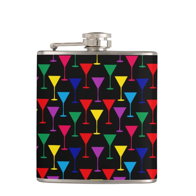 Petaca Patrón de cócteles Martini colorido (Anverso)