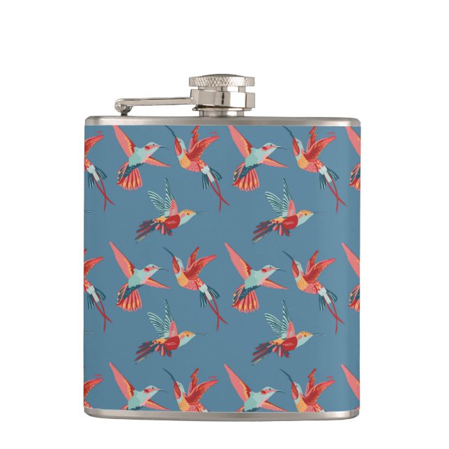 Petaca Patrón de colibrí retro (Anverso)
