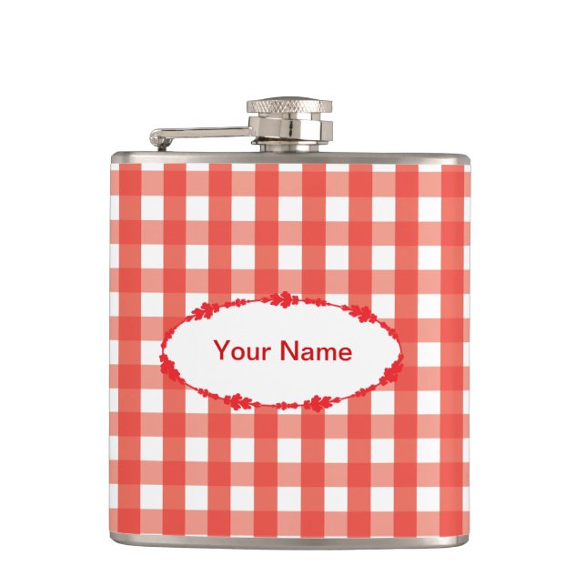 Petaca Patrón de comprobación de Gingham rojo clásico (Anverso)