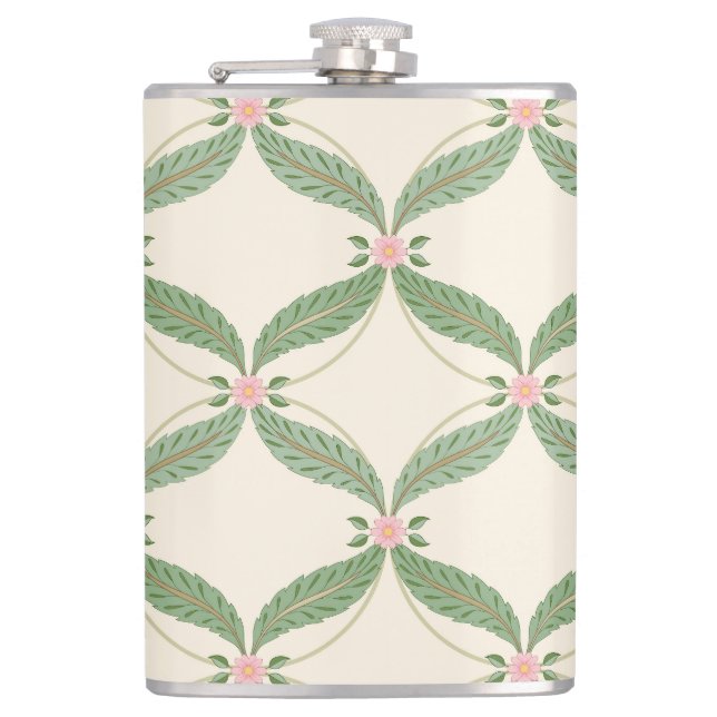 Petaca Patrón de cuadrícula de flores de hojas simples (Anverso)