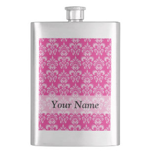 Petaca Patrón de damasco rosa caliente
