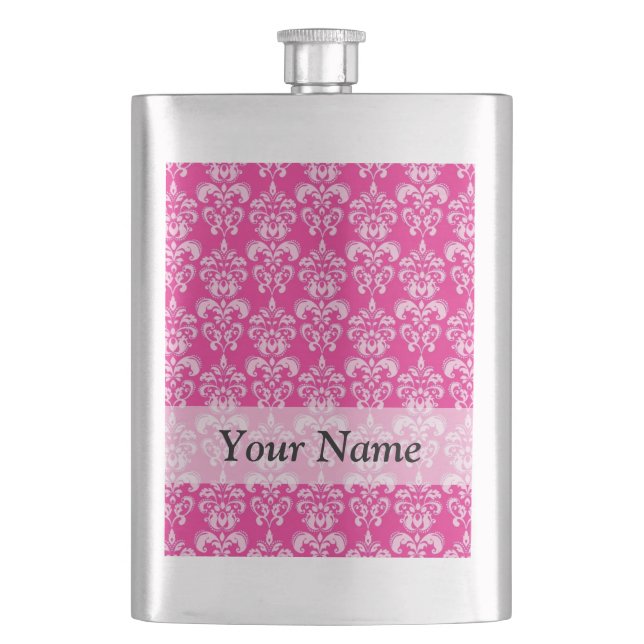 Petaca Patrón de damasco rosa caliente (Anverso)