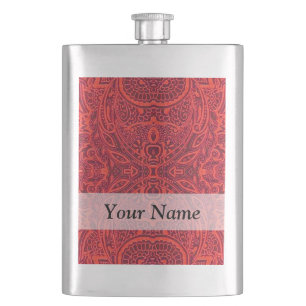 Petaca Patrón de damasco tribal rojo