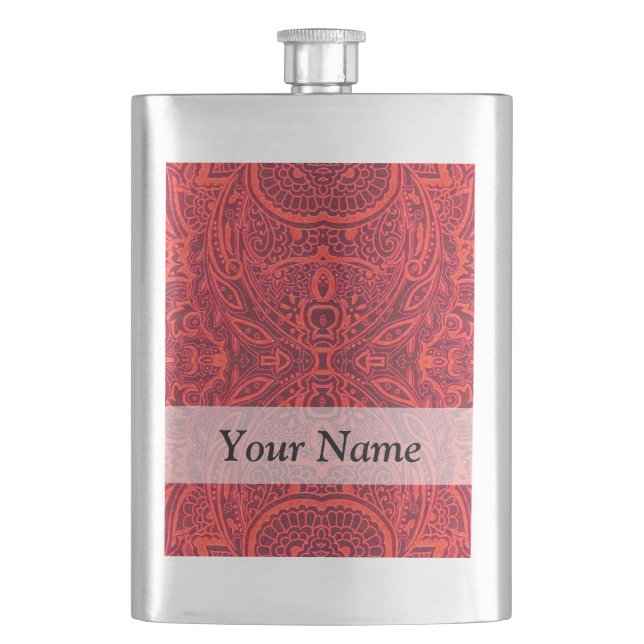 Petaca Patrón de damasco tribal rojo (Anverso)
