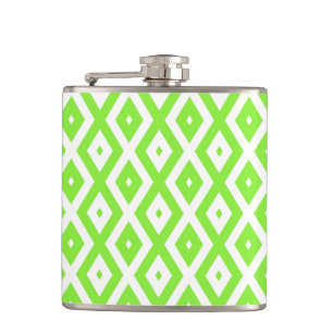 Petaca Patrón de diamante blanco y verde limón