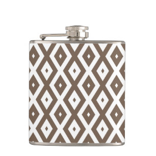 Petaca Patrón de diamante marrón y blanco taupe