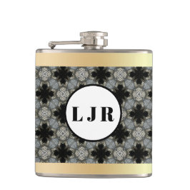 Petaca Patrón de diamante negro y gris Vinilo Envuelto