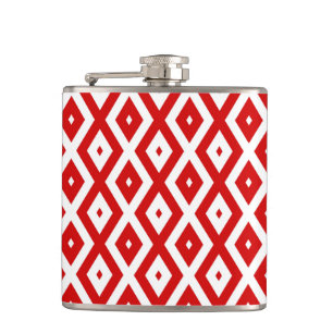 Petaca Patrón de diamante rojo y blanco