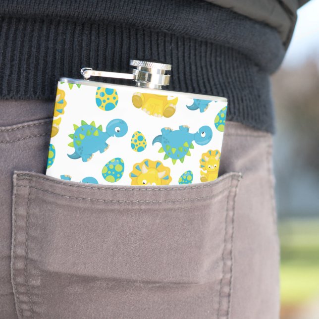 Petaca Patrón De Dinosaurios, Dinosaurios Cutos, Dino Beb (In Situ)