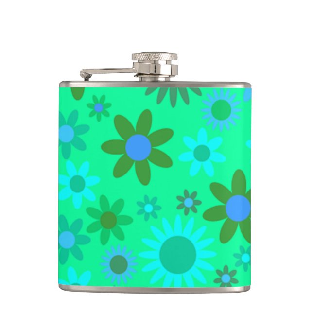Petaca Patrón de energía de flor verde brillante (Anverso)
