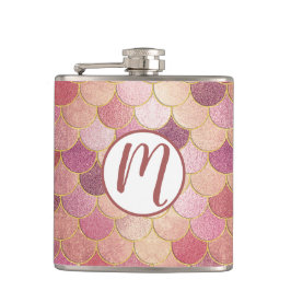 Petaca Patrón de escala de sirena de Rosa Gold Shimmer