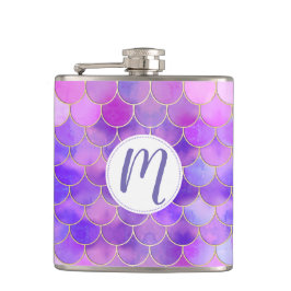 Petaca Patrón de escala de sirena ultravioleta y dorada