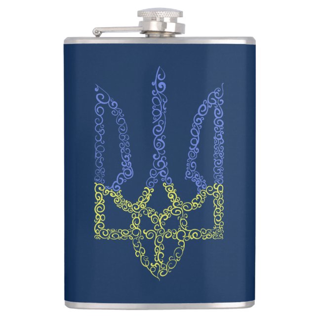 Petaca Patrón de espiral de tridente de trízub del escudo (Anverso)