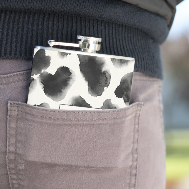 Petaca Patrón de estampado de vaca en negro y blanco (In Situ)