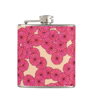 Petaca Patrón de flores Art Deco - rosa profundo y meloco