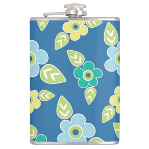 Petaca Patrón de flores azules retro