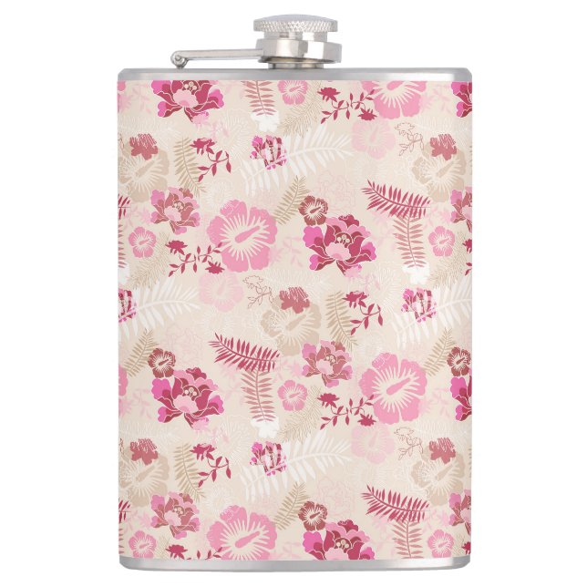Petaca Patrón de flores modernas rosadas lindas (Anverso)
