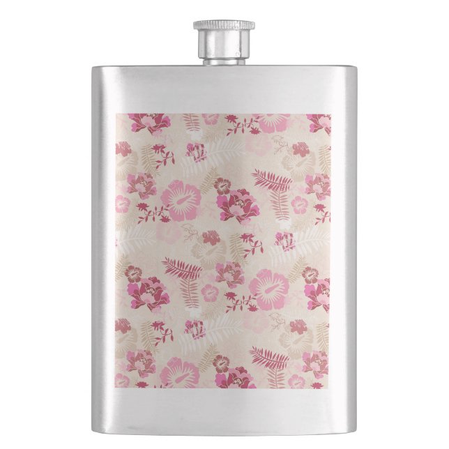 Petaca Patrón de flores modernas rosadas lindas (Anverso)