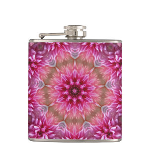 Petaca Patrón de flores rosadas de Mandala geométrica-675