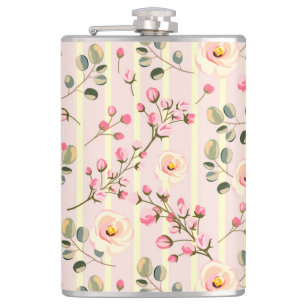 Petaca Patrón de franja floral rosa suave