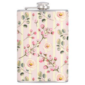 Petaca Patrón de franja floral rosa suave