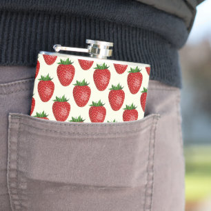 Petaca Patrón de Fresa, Fresas Rojas, Fruta, Hoja