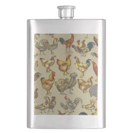 Petaca Patrón de gallo vintage: Arte de granja