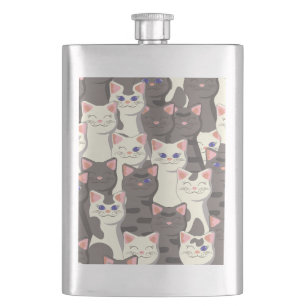 Petaca Patrón de gatos blancos y grises