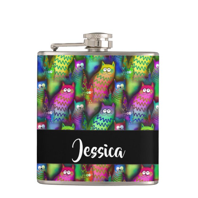 Petaca Patrón de gatos gradientes coloridos (Anverso)