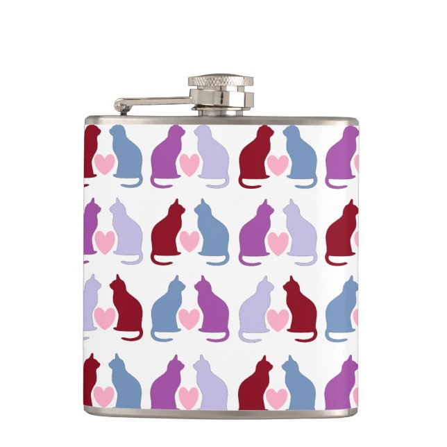 Petaca Patrón de gatos y corazones (Anverso)