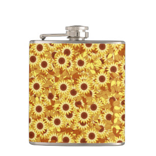 Petaca Patrón de girasol - dorado, amarillo y marrón