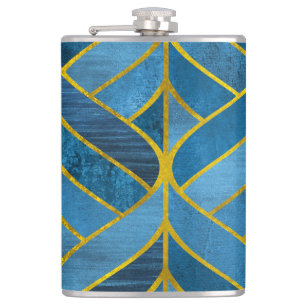 Petaca Patrón de grifo azul dorado