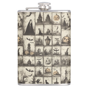 Petaca Patrón de Halloween de estilo vintage con color se