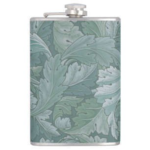 Petaca Patrón de hoja de acanto azul turquesa de William