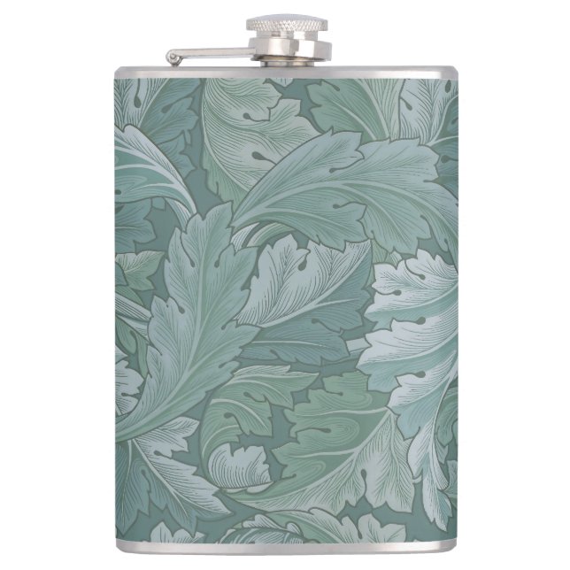 Petaca Patrón de hoja de acanto azul turquesa de William  (Anverso)