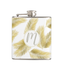 Petaca Patrón de hojas de palmera de Relieve metalizado d