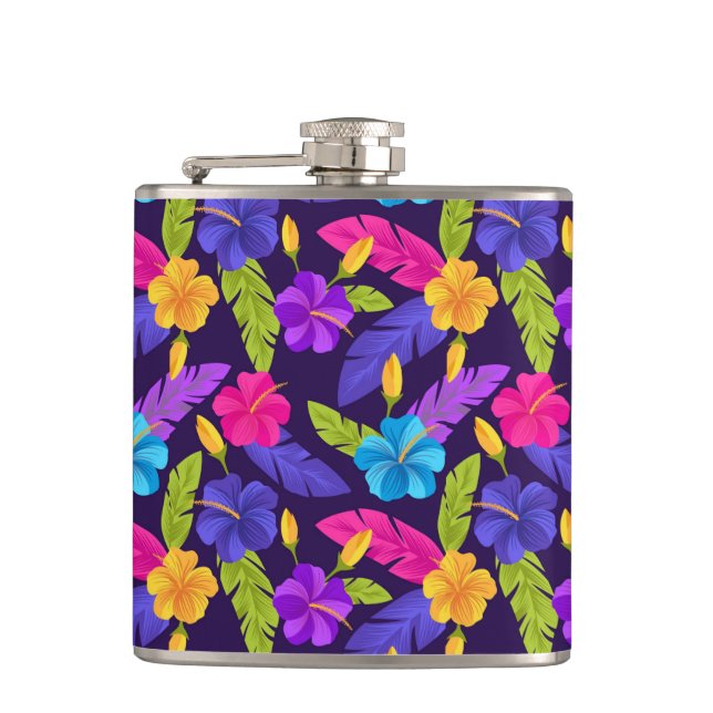 Petaca Patrón de hojas y flores tropicales-23857 (Anverso)