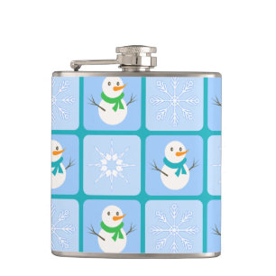 Petaca Patrón de invierno de snowman y copos de nieve