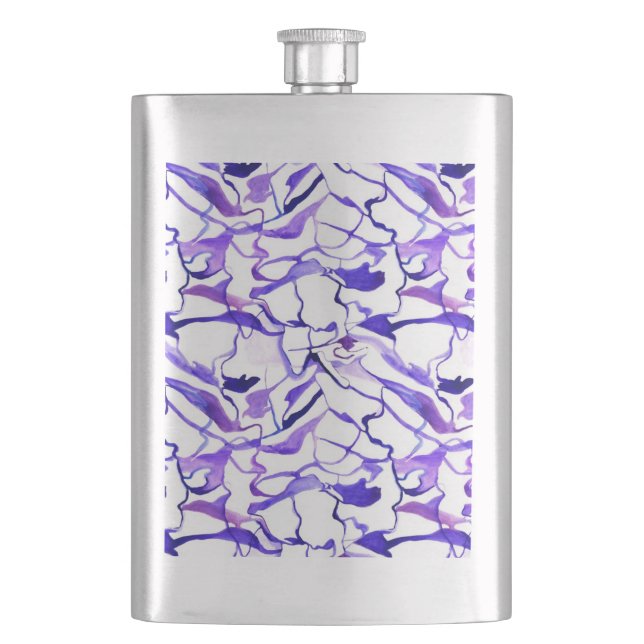 Petaca Patrón de líneas abstractas de acuarela violeta (Anverso)