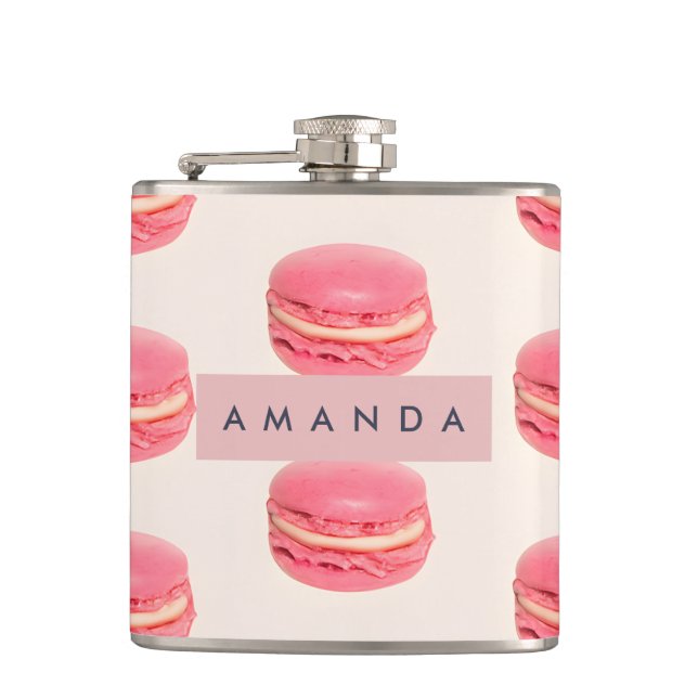 Petaca Patrón de Macaron Rosa Moda Pastel Personalizado (Anverso)