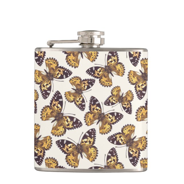 Petaca Patrón de mariposa de dama pintada (Anverso)